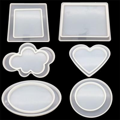 China Cloud Heart Rectangle Handmade Square Oval Cement Formed Coaster Silicone Mold DIY Resin Silicon Coaster Mold for sale