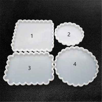 China Sustainable Diy Rectangular Wave Concrete Table Mat Set Coaster Mold Epoxy Round Mirror Handmade Pendant Mold for sale