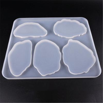 China Sustainable Epoxy Geode Silicone Mold With 5 Models Large Size Irregular Silicone Resin Mold For Making Coaster Cup Pendant Mat for sale