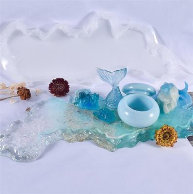 China P0437 Diy Large Crystal Resin Irregular Coaster Mold Viable Table Mats Home Art Ornaments Silicone Mold for sale