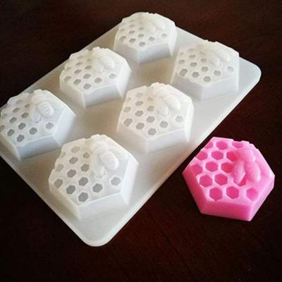 China Hot Selling Handmade Soap Viable 6 Cavity Silicon BPA Free Non Sticking Honeycomb Silicone Soap Mold for sale