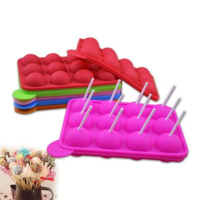 China P0428 Viable Wholesale Baking Tools 12 Hole Round Ball Hard Candy Making Silicone Lollipop Mold for sale