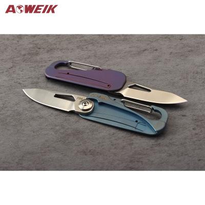 China Min Size Ready To Ship EDC Premium One Piece Titanium Key Chain Knife S35VN Blade Folding Box Cutter Knife for sale