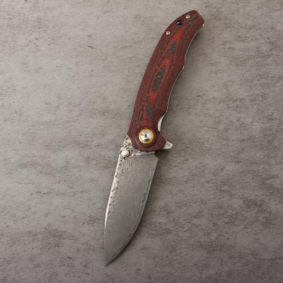 China Premium material premium grade 67 layers Damascus carbon fiber blade folding knife pocket camping handle for sale