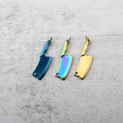 China 2021 New Arrival Tiny Size Cleaver Shape Master Chain Cutter Box Pocket Knife Titanium Coated Pendant Cutter for sale