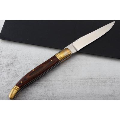 China Viable Original Stainless Wooden Handle Picnic Pakka Knife Cheese Blade Laguiole Folding Steak Knife for sale