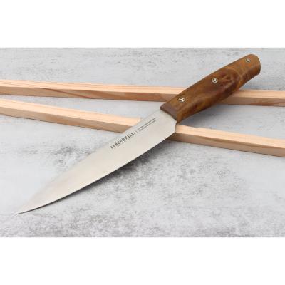 China Low Viable High Quality Chef Knife Burl Wood Handle Universal Peeling 5Cr15 Blade MOQ 7.5in Slicing Kitchen Knife for sale