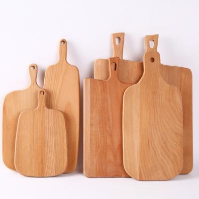 China Wholesale Stocked Factory Price RectangleWood Pizza Bread Fruit Eco-Friendly Custom Bamboo Cutting Board With Handle for sale