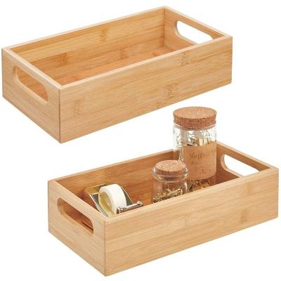 China 2021 Viable Custom Logo Bamboo Desktop Wooden Storage Box Home Hotel Tableware Portable for sale