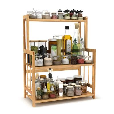 China 2021 Custom Sustainable Logo Wooden Tableware Bamboo Desktop Kitchen Storage Rack For Seasoning Bottle for sale