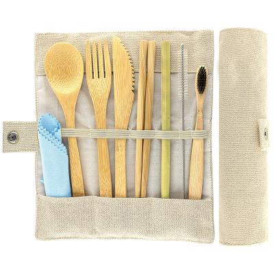 China Hot-selling custom printed eco-friendly sustainable bamboo kids logo cutlery set with bag for sale