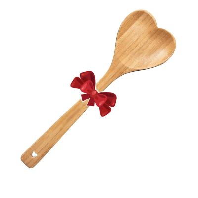 China Sustainable Wholesale Heart Long Shape Handle Bambootable Spoon Baby Honey Spoon Coffee Dessert Bamboo Salad Custom Soup Spoon for sale