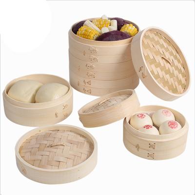 China Wholesale Chinese Multifunctional Viable Steamer Pot Bamboo Rice Fish Dumplings Steamer Basket With Lid for sale