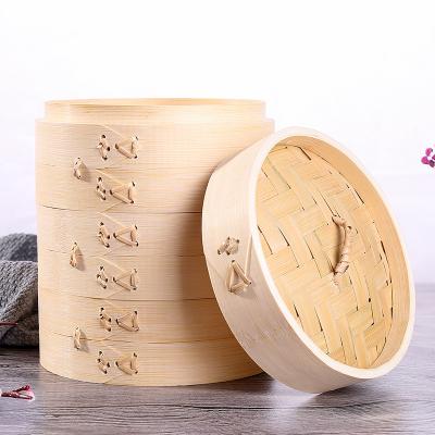 China Sustainable Japanese Style Round Combination Classic Size Commercial Bamboo Steamer for sale