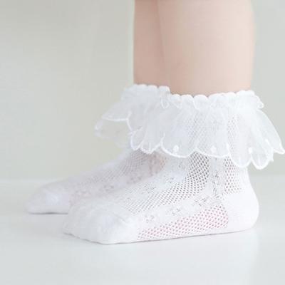 China Breathable Quality Choice Ruffle Socks Summer Fashion Kids Socks Lace Up Kid Cotton Socks For Girls for sale