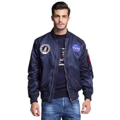 China Wholesale Casual Windproof Baseball Coat Embroidered Satin Mens Outerwear NASA Flight Custom Bomber Jackets For Men for sale