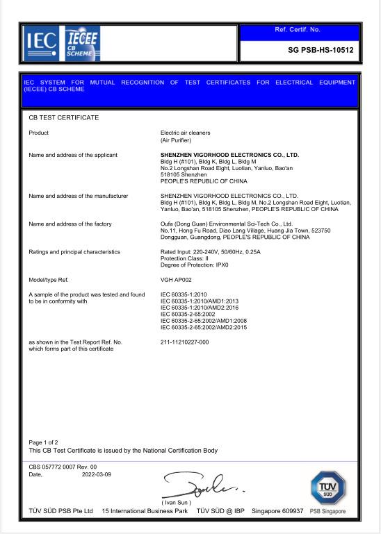 CB - Shenzhen Vigorhood Electronics Co., Ltd.