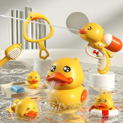 China Duck Wholesale Rubber Duck Toy Bathroom Water Gun Baby Play Toys Cute Yellow Mini Bathing Ducks Bath Water Toy for sale