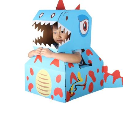 China Dinosaur headgear Cute dressing role play parent child interaction DIY puzzle manual assembly cardboard box dinosaur model for sale