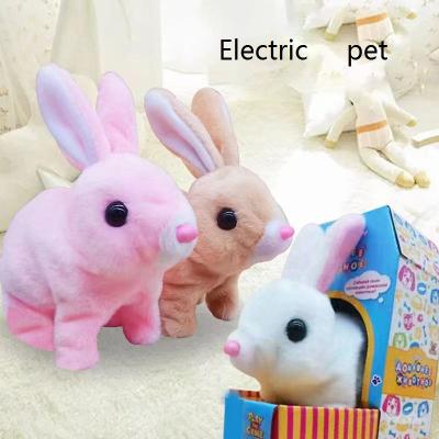 China Wonderful Gift Simulated Rabbit Plush Toy Funny Gifts Will Walk And Scream Animal Doll Electric White Rabbit Toy for sale