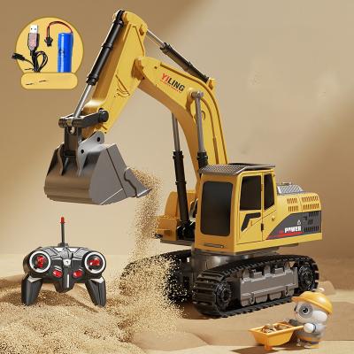 China Auto Return 6 Channel Plastic Metal Rechargeable Model Toys Wireless Remote Control Kids Excavator Car Toys for sale