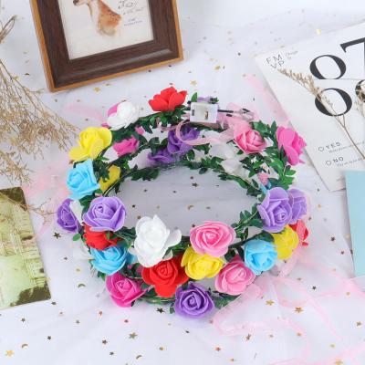 China Hot Selling Derc Hair Accessories Unicorn Theme Party Girl Glowing Flower Crowns LED String Light Flower Headband for sale