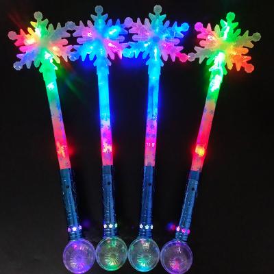 China Led Flashing Toys OEM Concert Gift Customized Colorful Magical LOGO LED Light Stick Snowflake Magic Wand Glowing Fairy Wand for sale