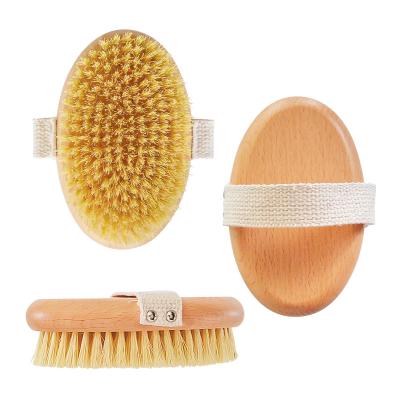 China Home Wholesale Custom Logo Dry Skin Body Brush Natural Boar Hair Bath Brush for sale