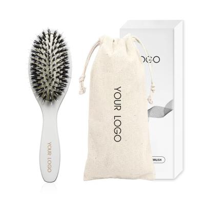 China Nondisposable Private Label Wig Brush Handle Paddle Nylon Boar Bristle Wood Hair Brush For Hair Extensions for sale