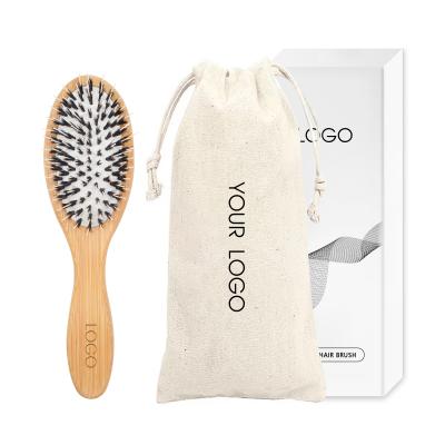 China New Arrival Custom Logo Bamboo Paddle Brush Wooden Hair Extension Brush Nondisposable for sale