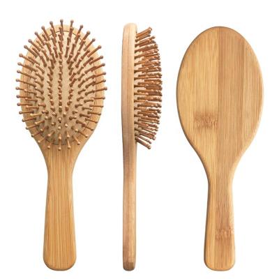 China Custom Wholesale Nondisposable Logo Biodegradable Bamboo Paddle Scalp Massage Wooden Hair Brush for sale