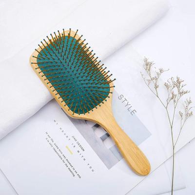 China Private Label Bamboo Scalp Massager Nondisposable Fine Polished Wooden Paddle Hair Detangling Brush for sale