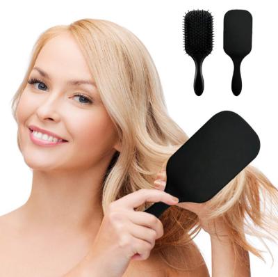 China Nondisposable Hot Selling Nondisposable Plastic Hair Brush Paddle Detangle Black Boar Bristle Hair Brush for sale