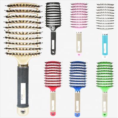 China Hot Selling Waterproof Amazon Nylon Bristle Curved Massage Hair Duct Brush With Logo for sale