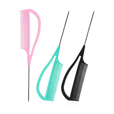 China RTS Waterproof Newcomer Professional Salon Use Anti Static Departure Rat Tail Tooth Steel Middle Fine Comb for sale