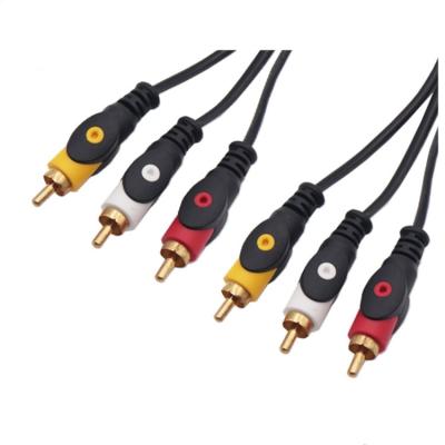 China High Quality Gold Plated DVD Player Fish Eye Shape 3RCA To Black 3RCA AV RCA Audio Video Cable for sale