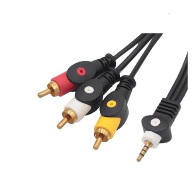 China High Quality Gold Plated DVD Player Fish Eye Shape 3.5MM To Black 3RCA RCA AV Audio Video Cable for sale