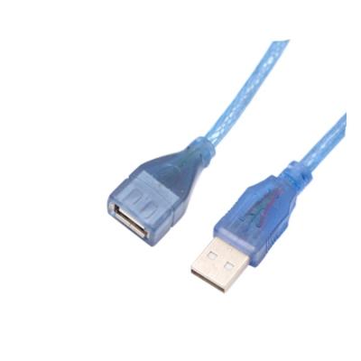 China High Quality Data Transmission USB2.0 AM/AF Data Cable Full Copper With Magnetic Ring USB Extension Cable 1.5m Transparent Blue for sale