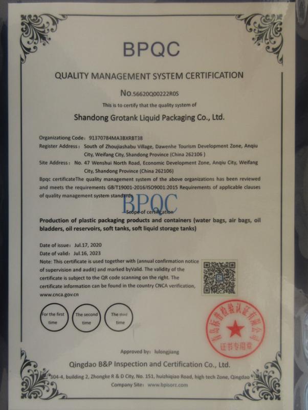 ISO9001 - Shandong Grotank Liquid Packaging Co., Ltd.