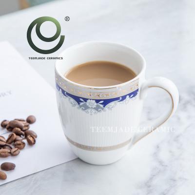 China New Arrival 230ml Porcelain Cup Afternoon Tea Coffee Mug Style White Gold Stocked Ceramic Nordic Glazed Ceramic Mug for sale