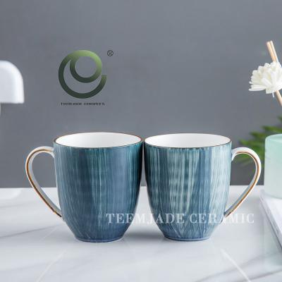 China Stored Porcelain Mug Nordic New Style Coffee Mug Gift Box Ceramic Mug Sets Dark Green Ceramic Mug 350ml for sale