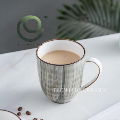 China New Arrival Gift Box Stocked Mug Sets Nordic Ceramic Mug 350ml Green Coffee Cup Porcelain Style Ceramic Mug for sale