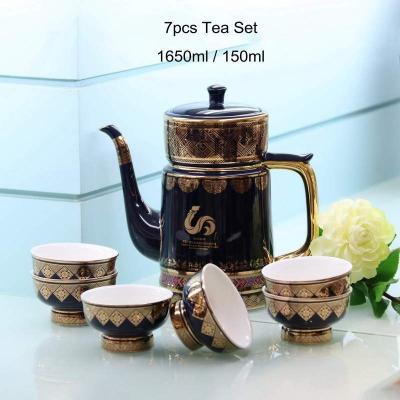 China Vintage Sustainable High Quality Tea Set Ceramic Chinese Teapot And Cup Porcelain Saucer And Coffee Set for sale