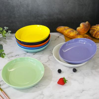 China Ceramic Plate Tray Home Plate Breakfast Round On Sale Nordic Creative Deep Western Steak Plate Soup Dish Viable Hot Pasta for sale