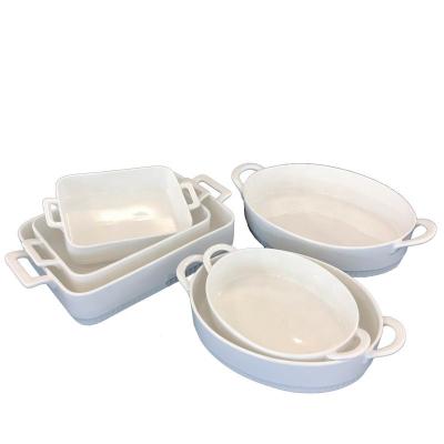 China Viable Shape Oval Rectangular White Color Ceramic Dinnerware Dish Supplier Oven Plate for sale