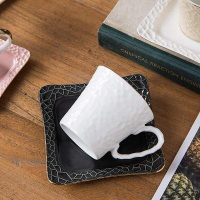 China Wholesale Viable Reusable Milk Tea Logo Porcelain Cappuccino Coffee Cup Matte Color Glaze Custom Relief Ceramic Mug Custom Made For Party for sale