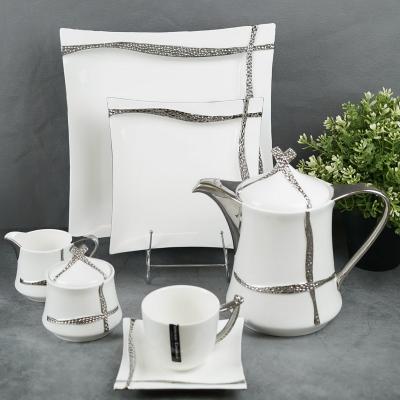 China New Arrival Sustainable Porcelain Dinnerware Ceramic Dishes Sets White Ceramic Porcelain Dinnerware 24 Pcs Dinner Set for sale