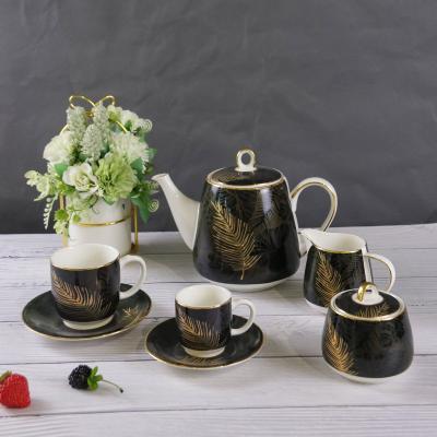 China Euro Viable Royal Porcelain Dinnerware Set Porcelain Dinnerware Sets Black Gold Rim 20 Pcs Porcelain Dinner Set for sale