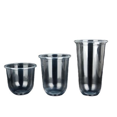 China Home Bar Hotel Restaurant Transparent Cups With Or Dome Or Flat Lid Disposable Plastic Cups For Beverage Cold Drink for sale