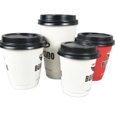 China Disposable Eco Friendly Stocked Biodegradable Logo Custom Printed Double Embossed Wallpaper Cups For Hot Coffee Insulated Paper Cups With Lids for sale